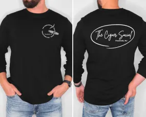 The Cigar Social Ultra Cotton Long Sleeve Tee, Front and Back