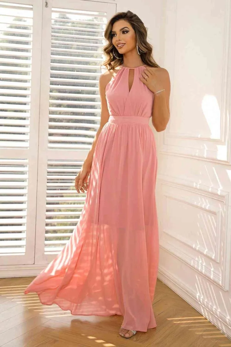 Tied Together Sleeveless Pink Maxi Dress