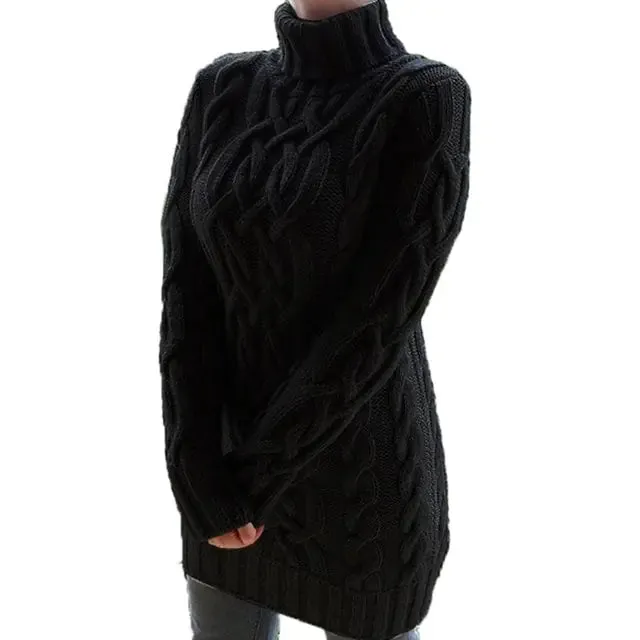 Turtleneck Twist Knitted Cable Sweater