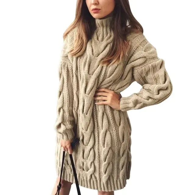 Turtleneck Twist Knitted Cable Sweater
