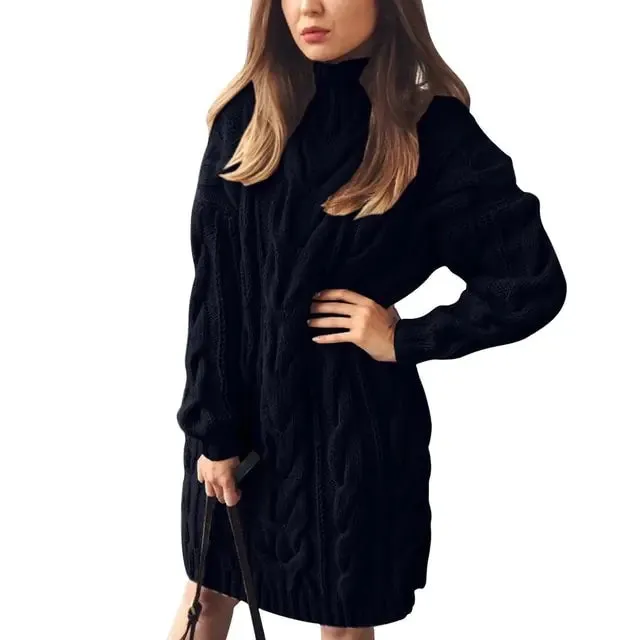 Turtleneck Twist Knitted Cable Sweater