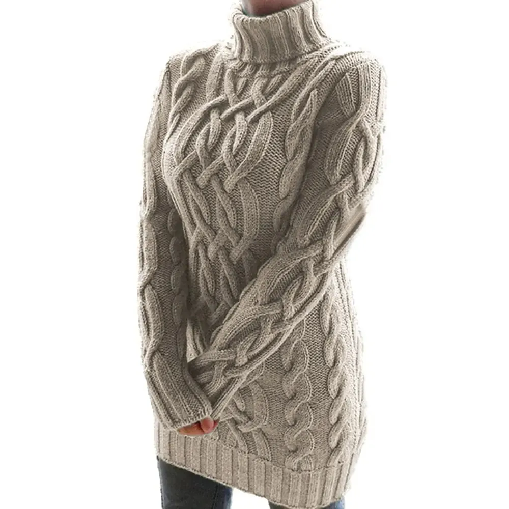 Turtleneck Twist Knitted Cable Sweater