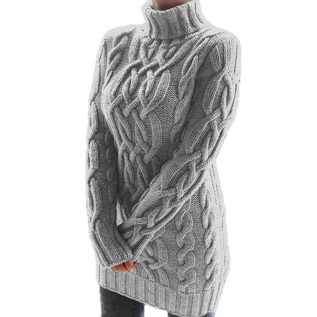 Turtleneck Twist Knitted Cable Sweater