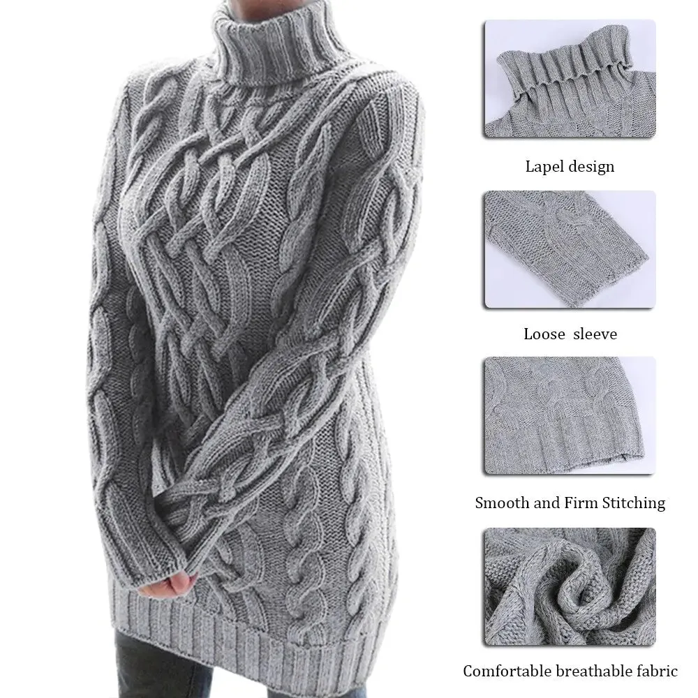 Turtleneck Twist Knitted Cable Sweater