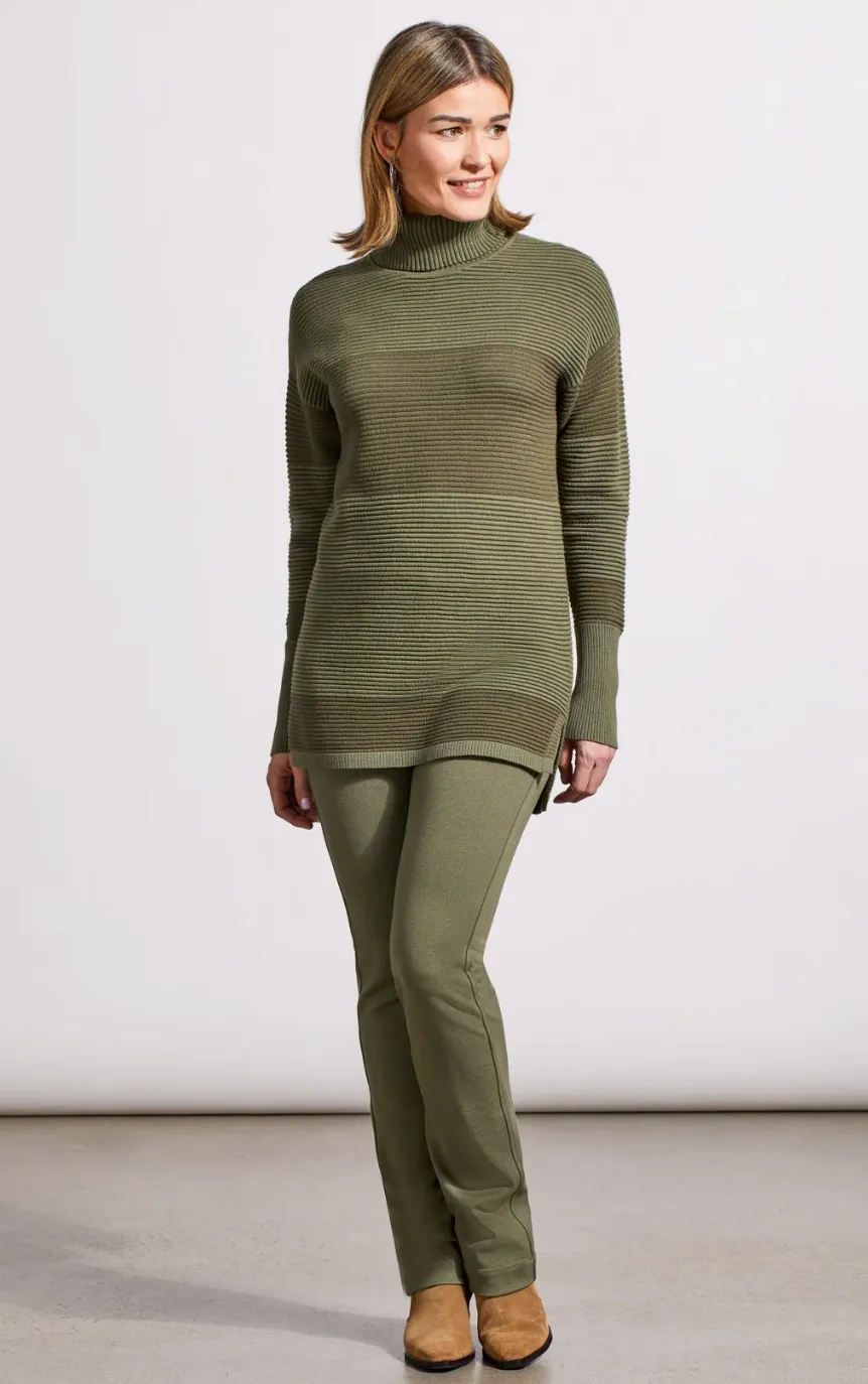 Two-Tone Ottoman Turtleneck Tunic Sweater