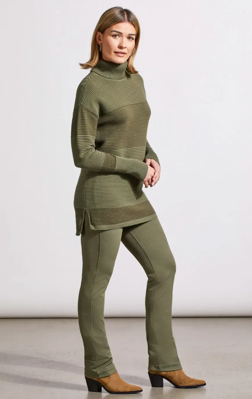 Two-Tone Ottoman Turtleneck Tunic Sweater
