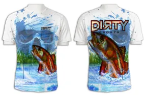 Undead Redfish with Skull FULL - Short Sleeve Polyester Shirt