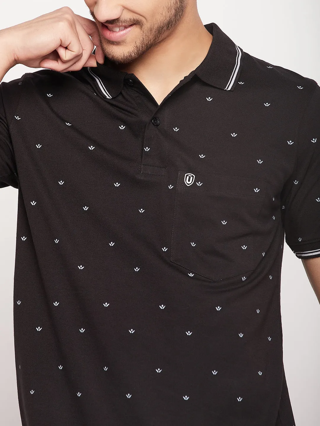UNIBERRY Men's Printed Polo T-shirt