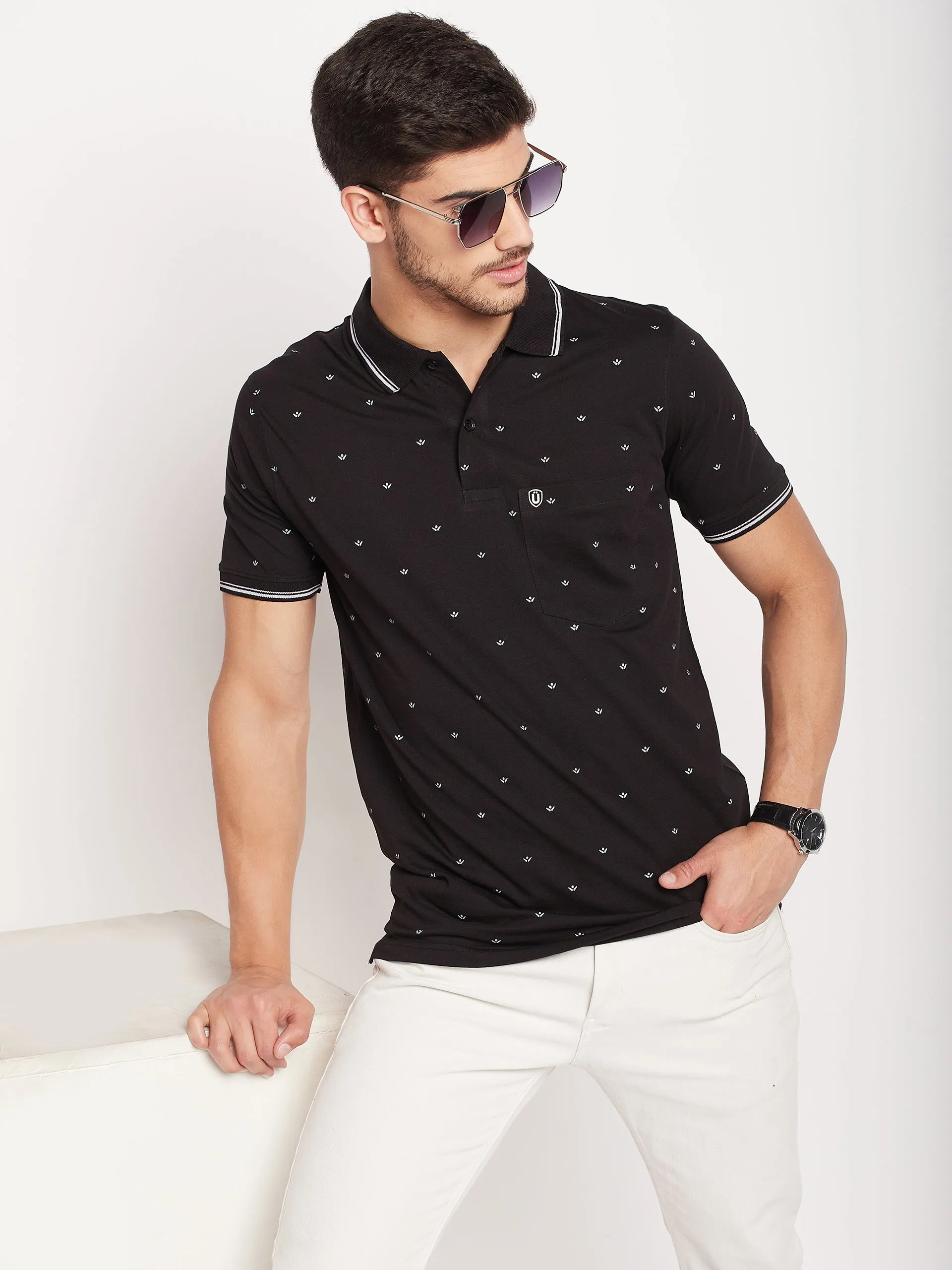 UNIBERRY Men's Printed Polo T-shirt