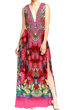 V Neck Maxi Red Formal Outfits
