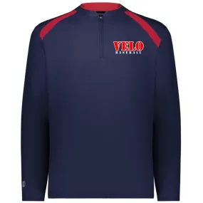 Velo BB - Clubhouse Longsleeves Cage Jacket with VELO Baseball (Stencil Font) - Navy-Red