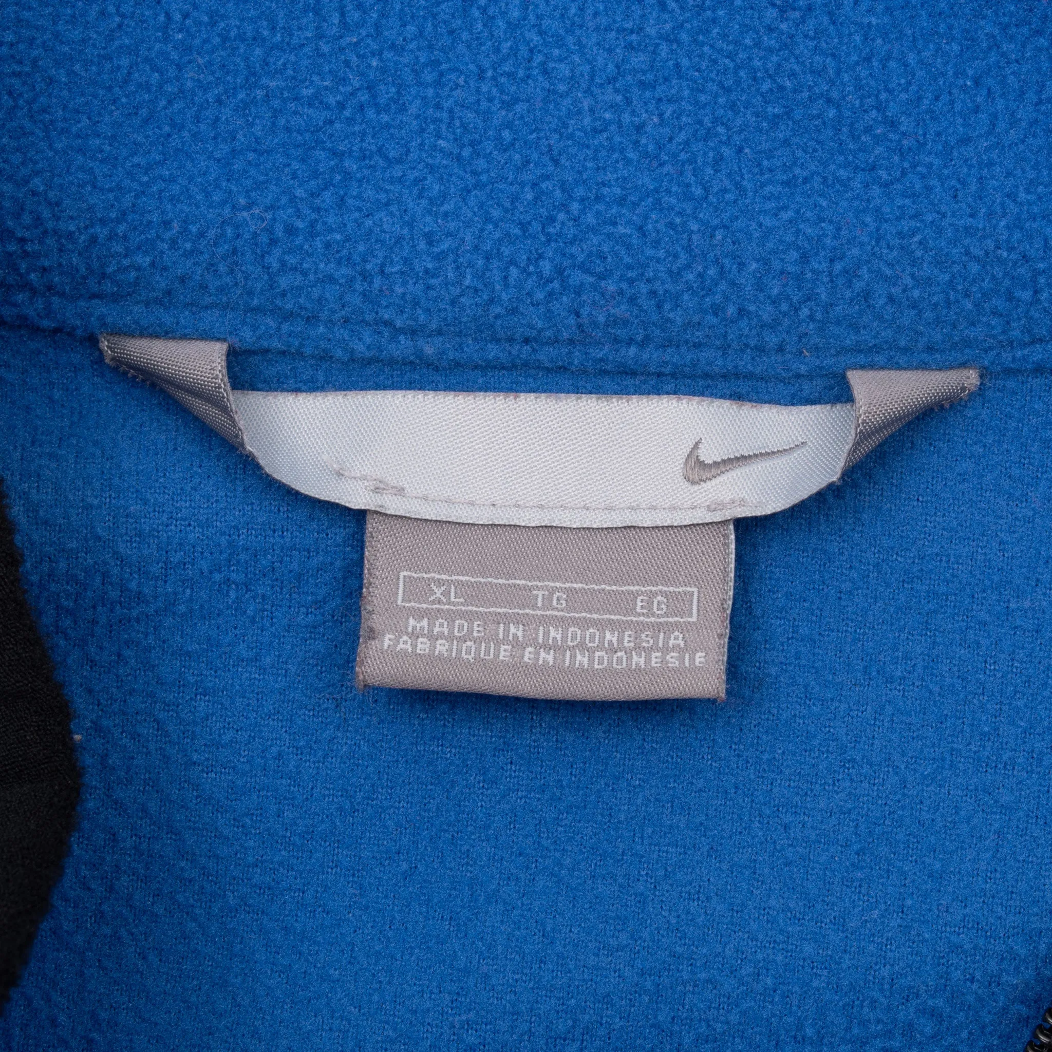 VINTAGE NIKE BLUE QUARTER ZIP FLEECE JACKET 2000S XL