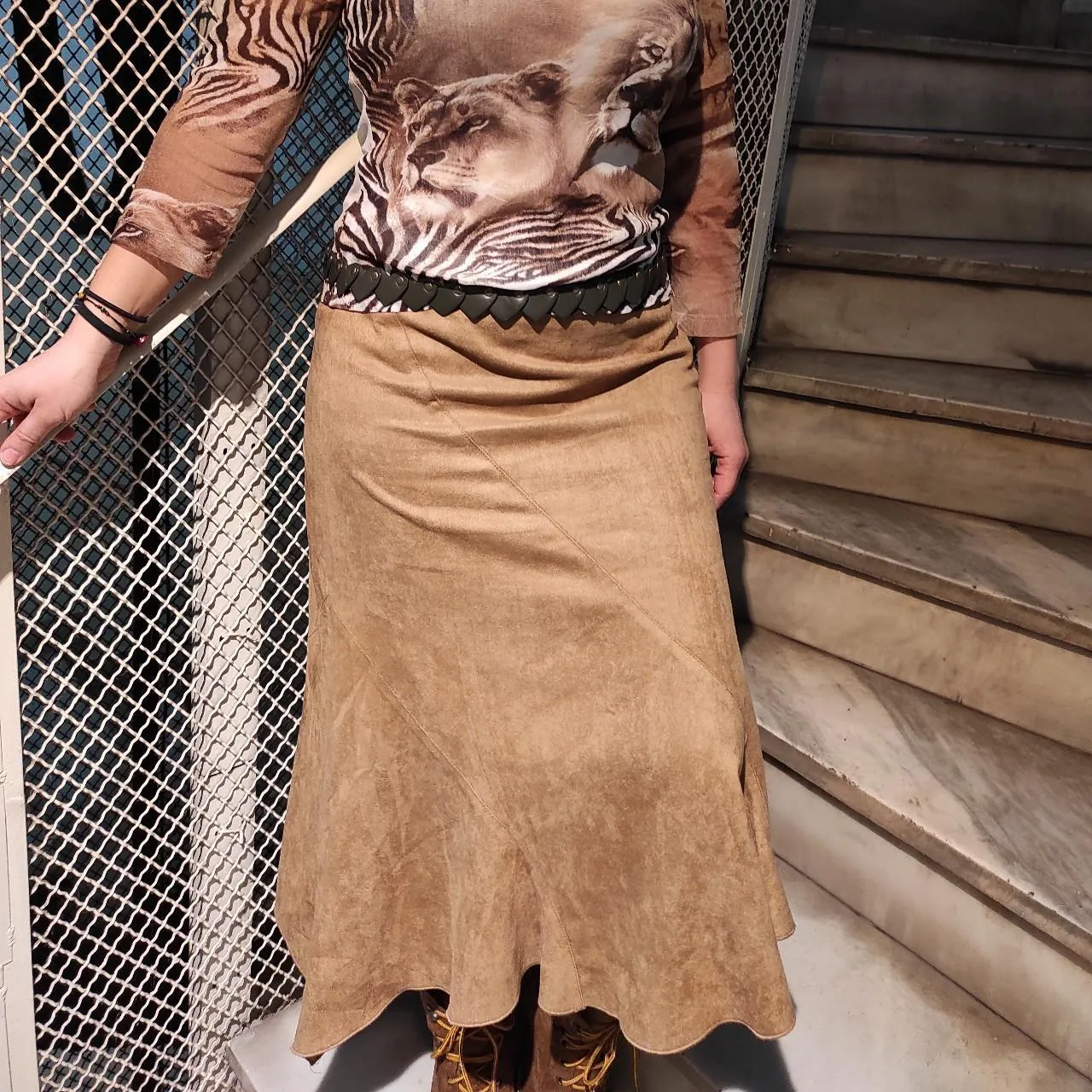 Vintage suede midi skirt