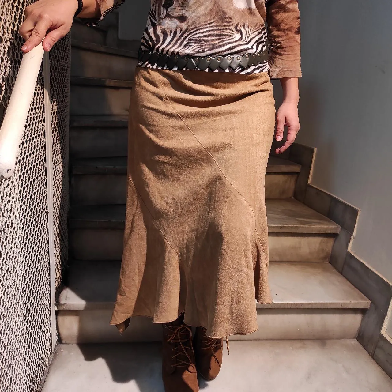 Vintage suede midi skirt