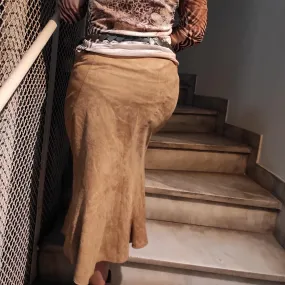 Vintage suede midi skirt