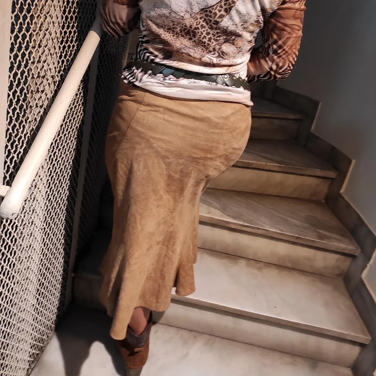 Vintage suede midi skirt