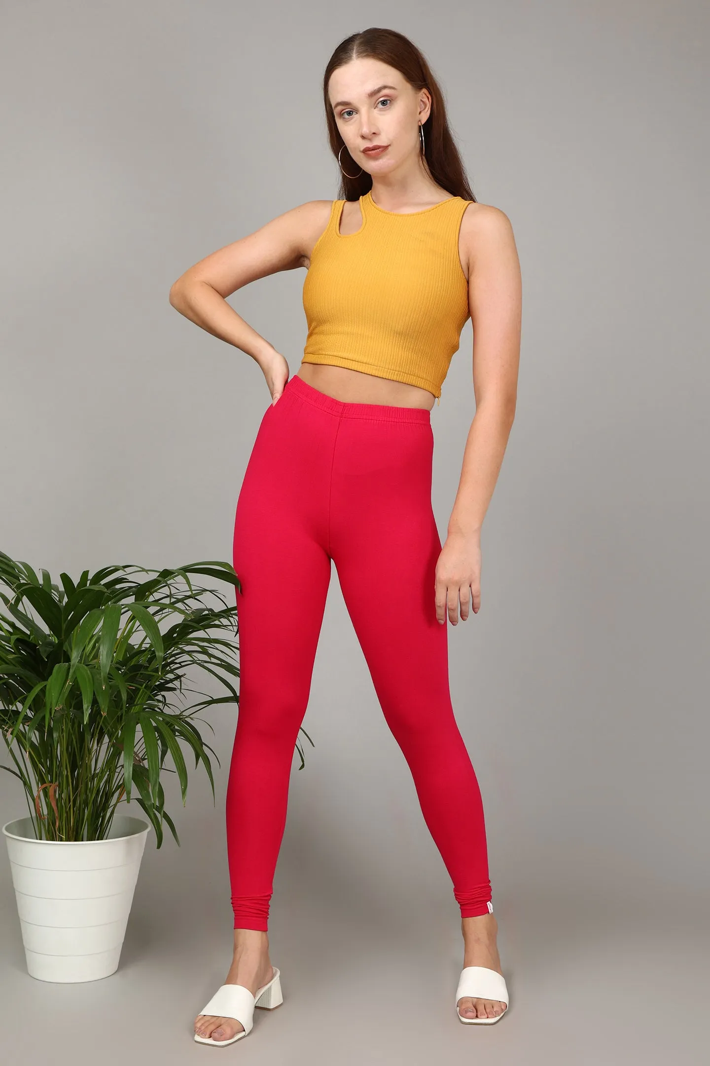 VISCOSE ANKLE LEGGINGS - STRAWBERRY