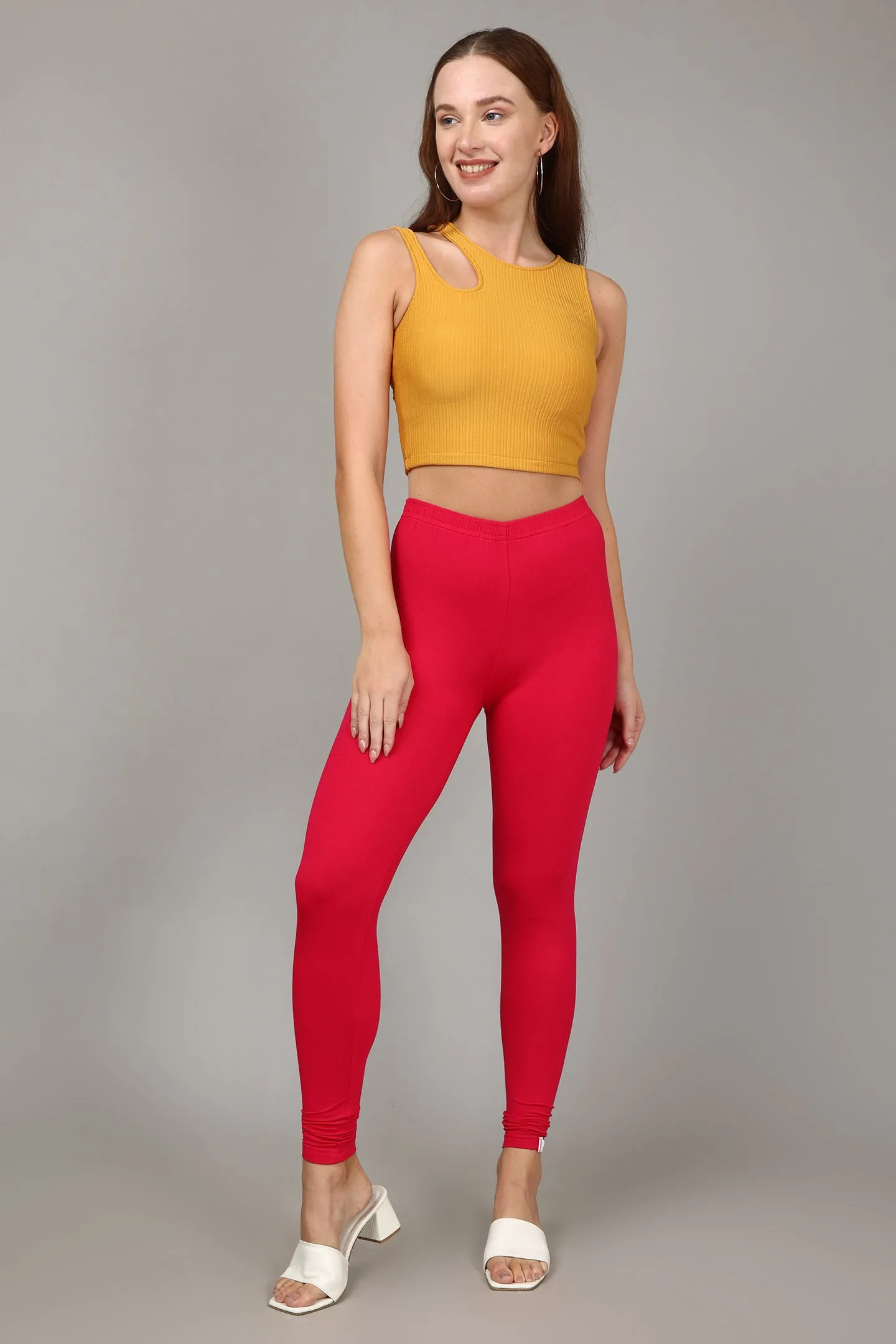 VISCOSE ANKLE LEGGINGS - STRAWBERRY