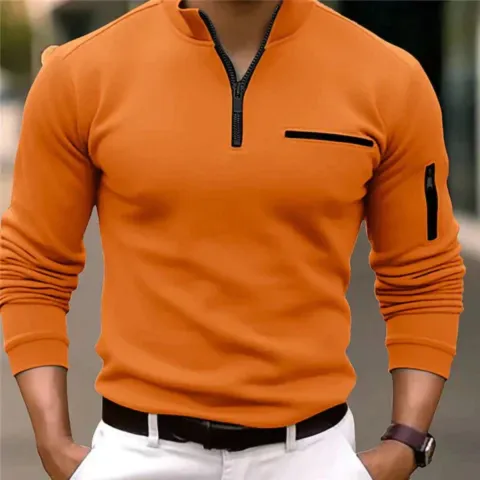 Voorher - Heren Halve Rits Pullover met Ritszakken op Borst en Mouw