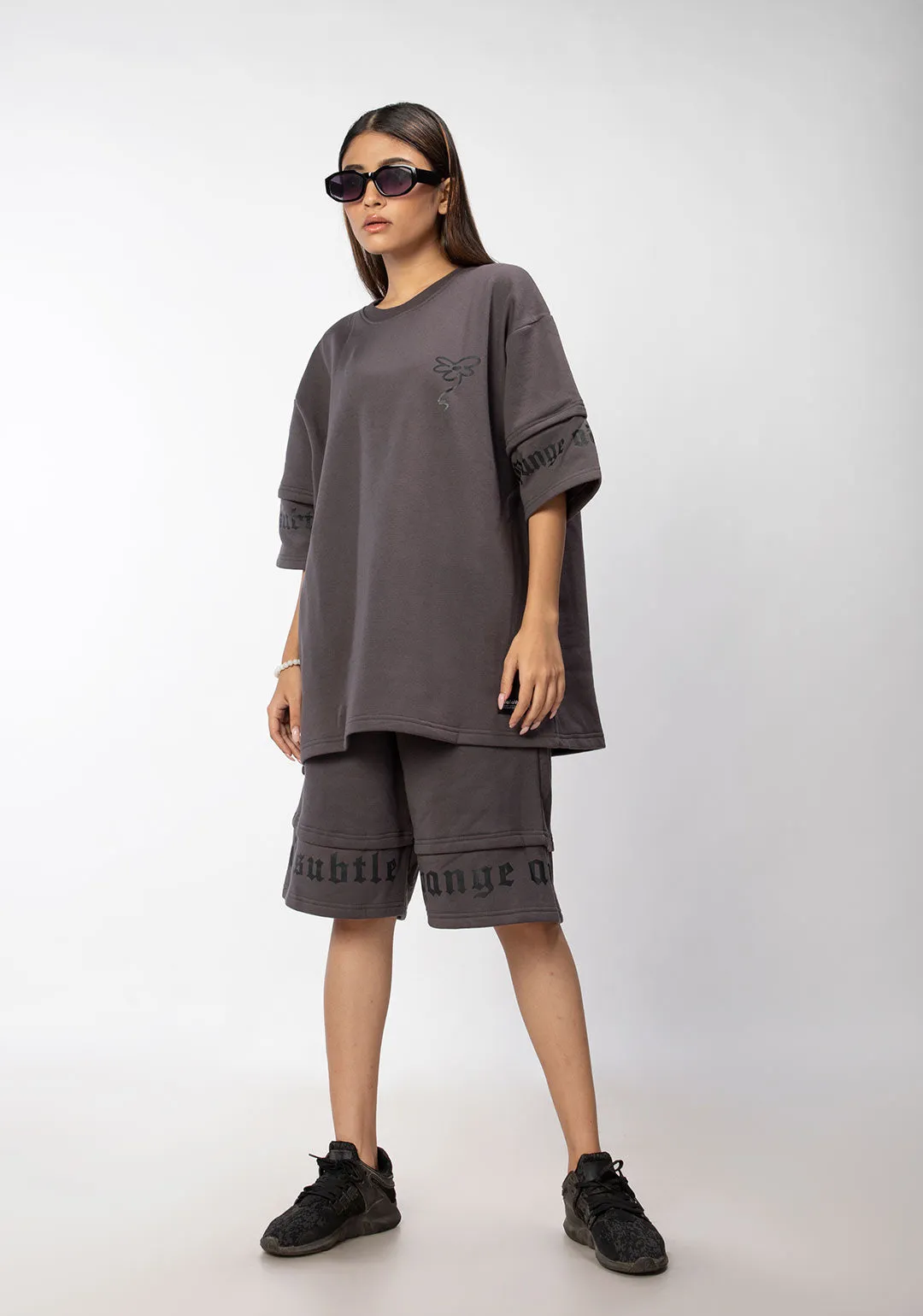 WalaWali Space Grey Layered T-shirt