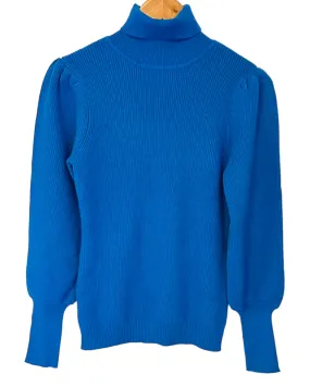 Warm Spring Directoire Puff Sleeve Turtleneck Sweater