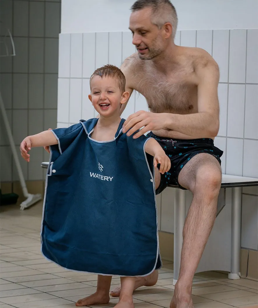 Watery badeponcho til børn - Microfiber - Sort