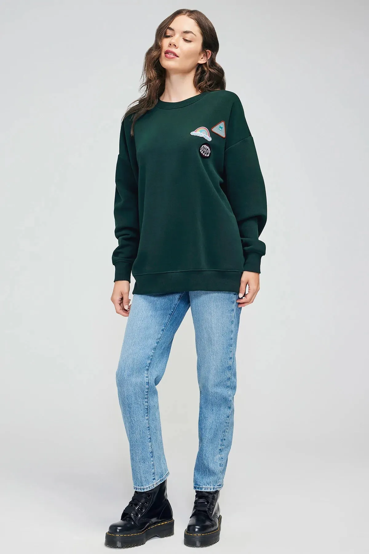 Wildfox Merit Badge Roadtrip Sweatshirt - Scarab Green