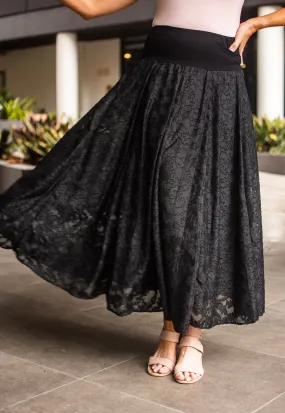 Willow Tree Chiffon Floral Floated Skirt Black 8