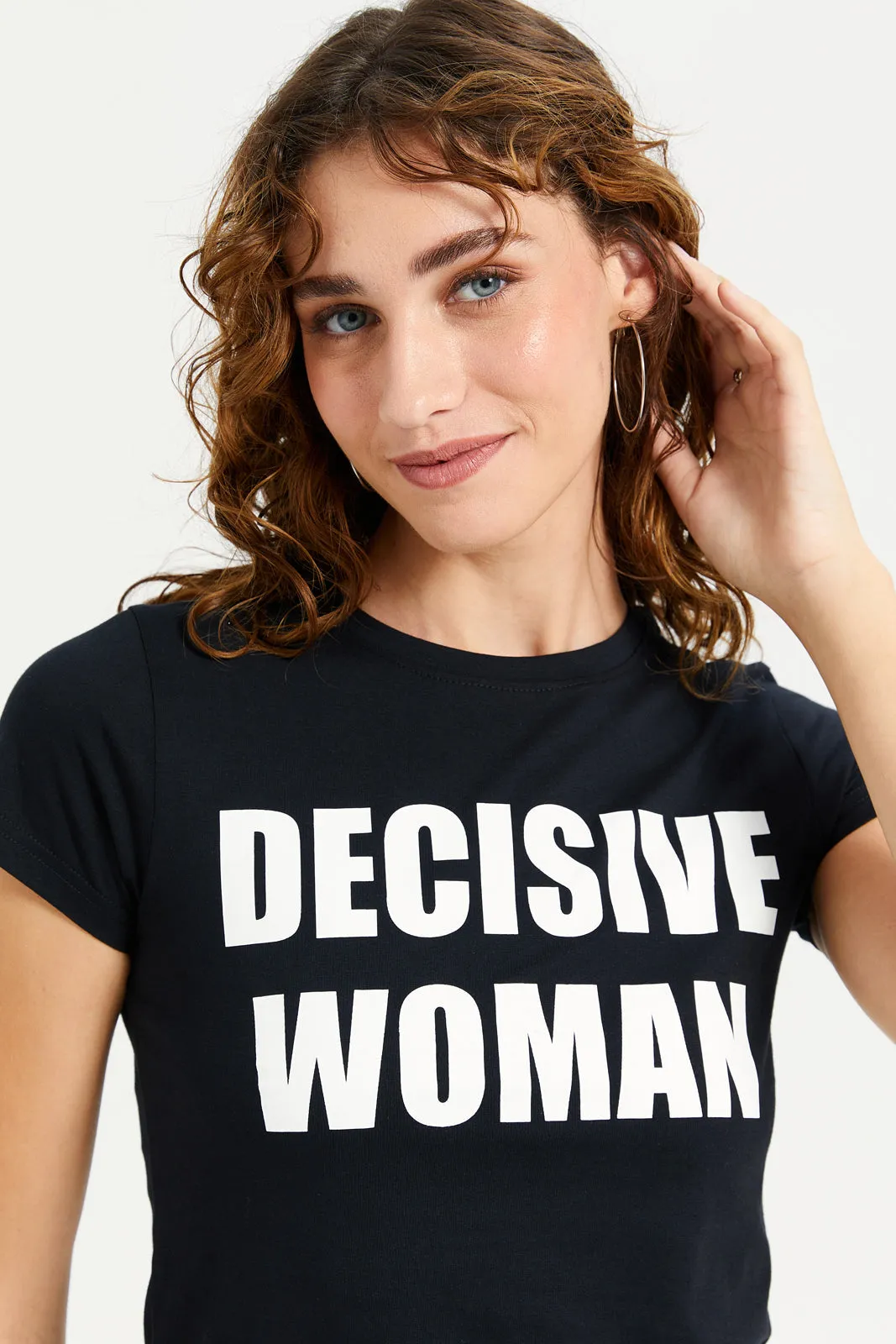 Women Black Graphic T-Shirt
