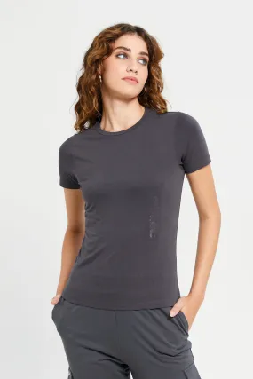 Women Charcoal Basic T-Shirt