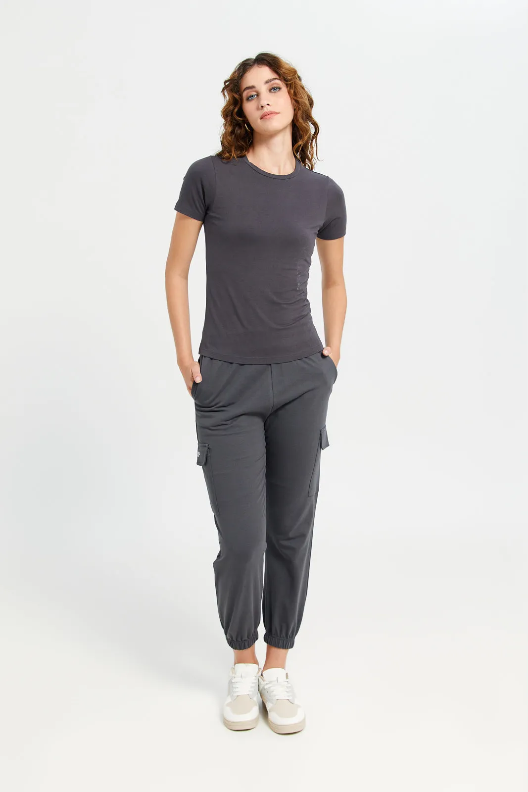 Women Charcoal Basic T-Shirt