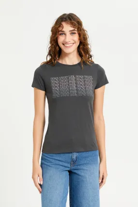 Women Charcoal Graphic T-Shirt