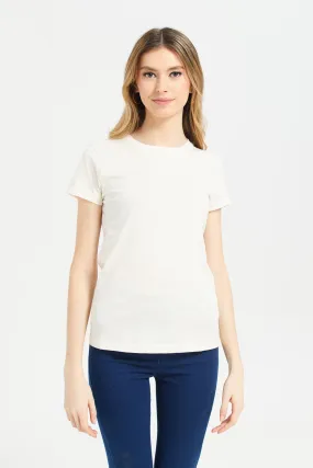 Women Cream Basic T-Shirt