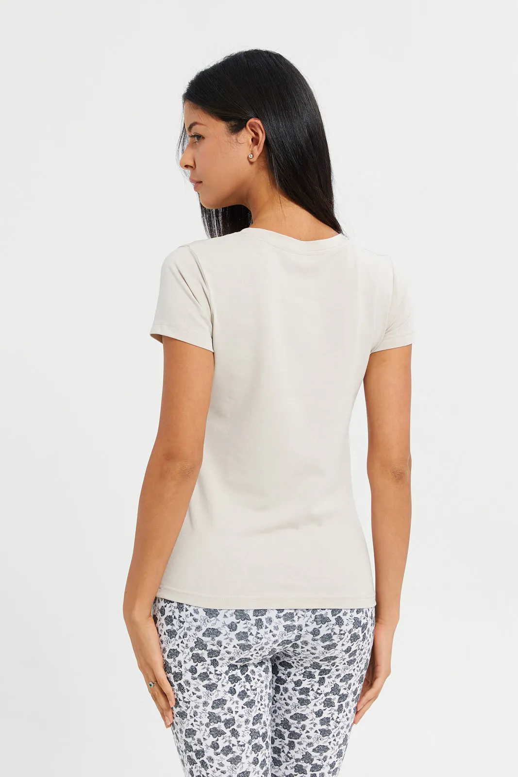 Women Ecru Basic T-Shirt