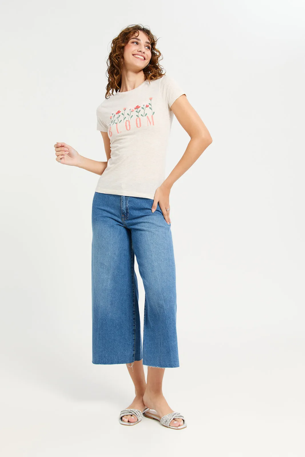 Women Ecru Graphic T-Shirt