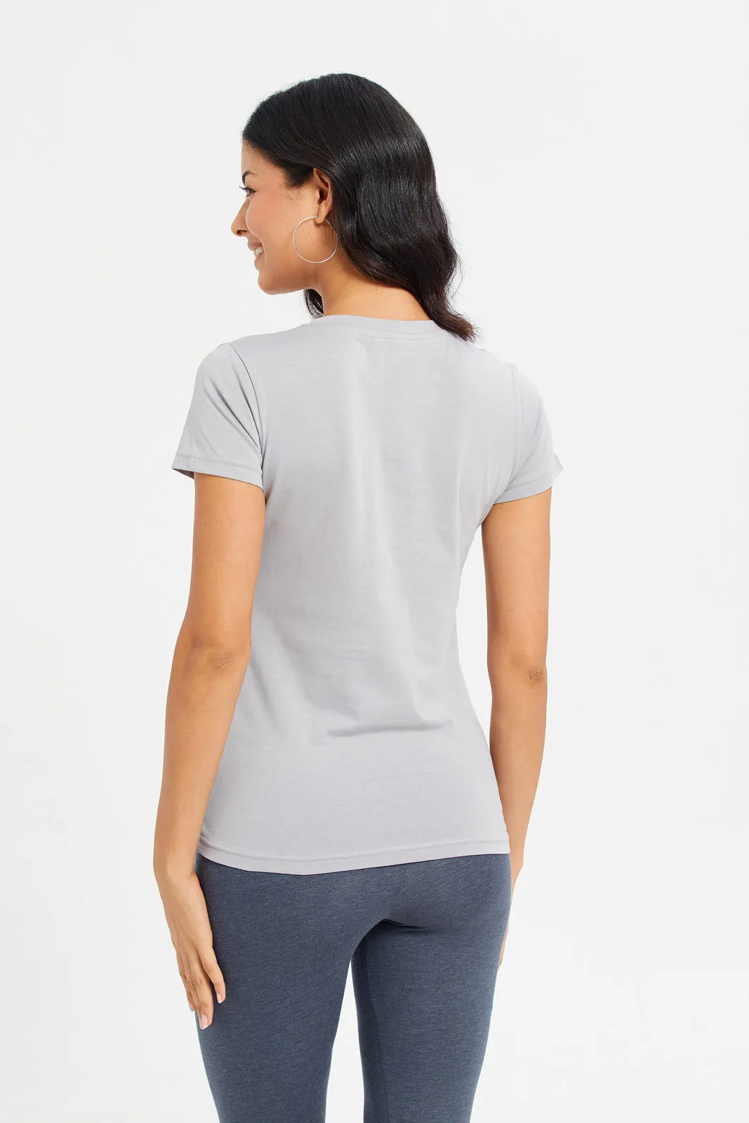 Women Grey Basic T-Shirt