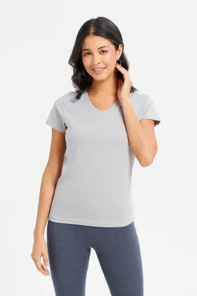 Women Grey Basic T-Shirt