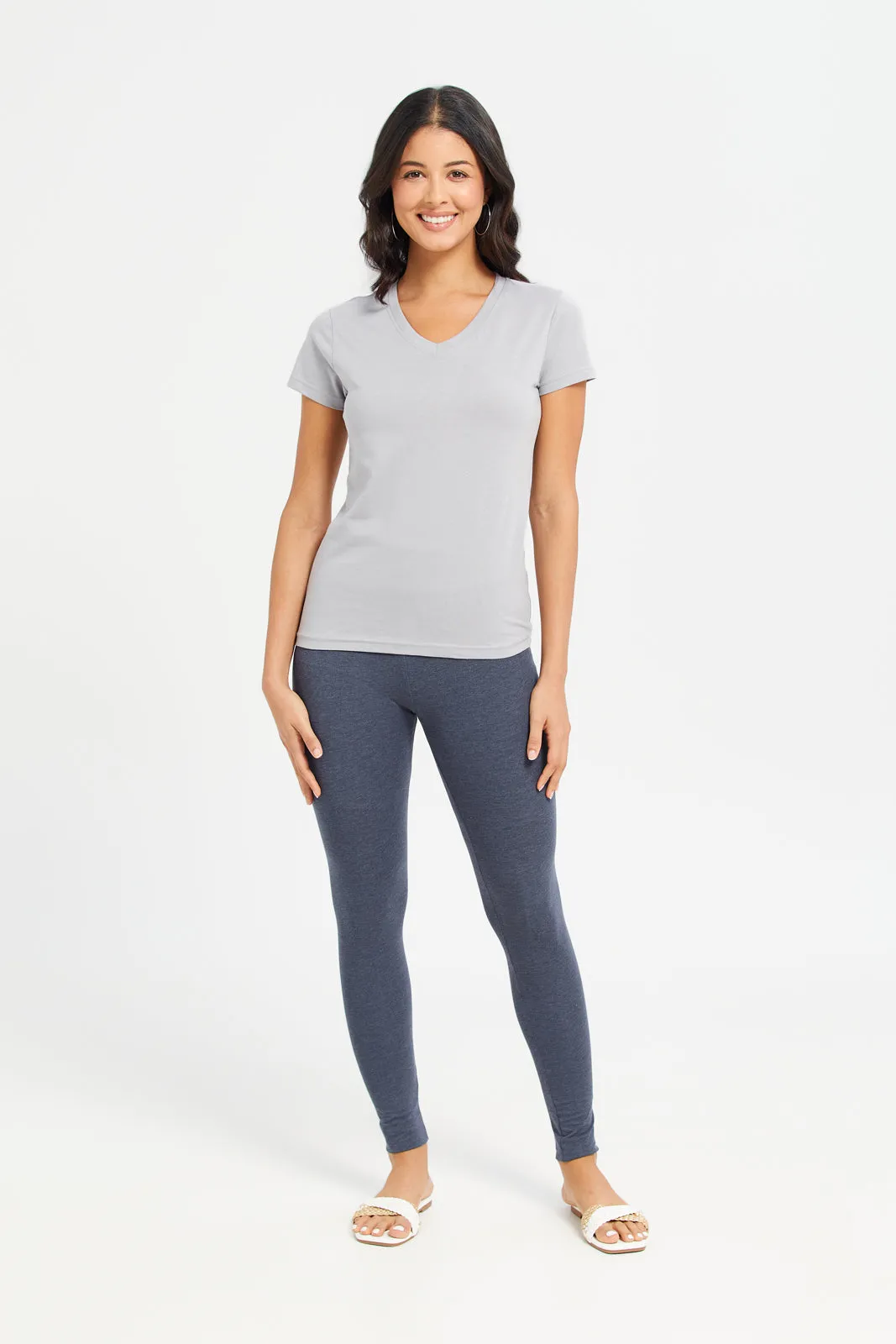 Women Grey Basic T-Shirt