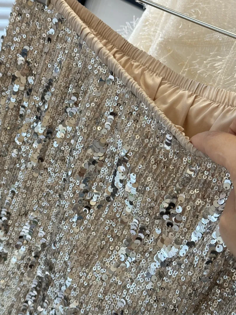 Women Heavy Embroidery Sequin Skirt