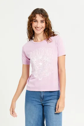 Women Lilac Printed T-Shirt
