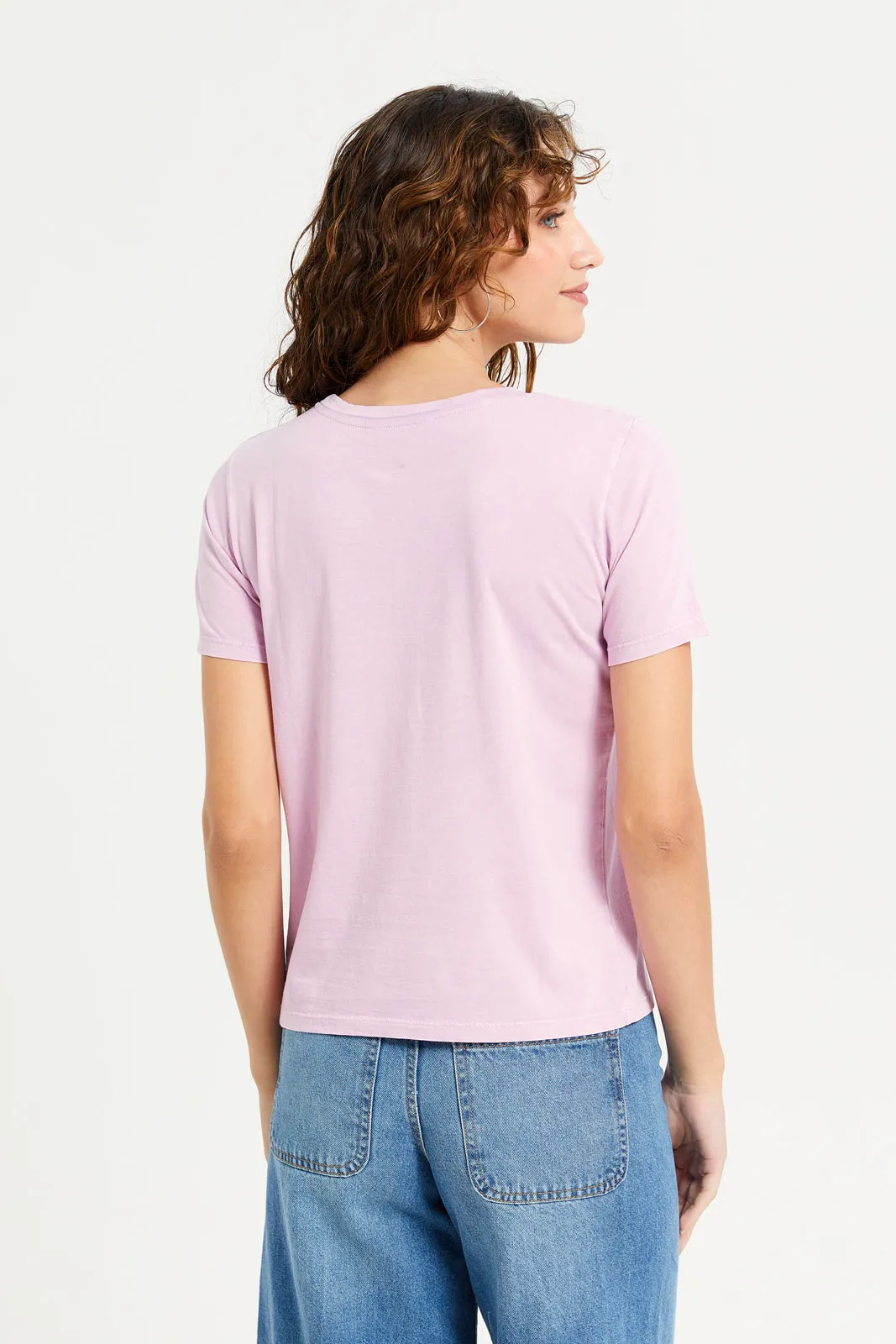 Women Lilac Printed T-Shirt