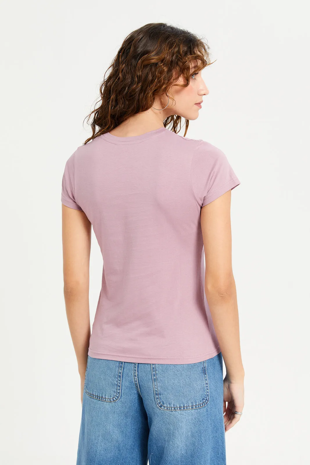 Women Mauve Graphic T-Shirt