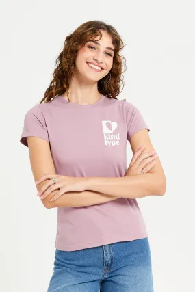 Women Mauve Graphic T-Shirt