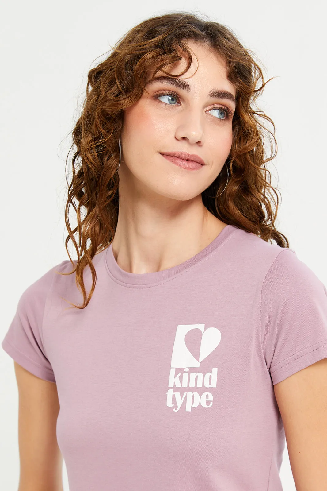 Women Mauve Graphic T-Shirt