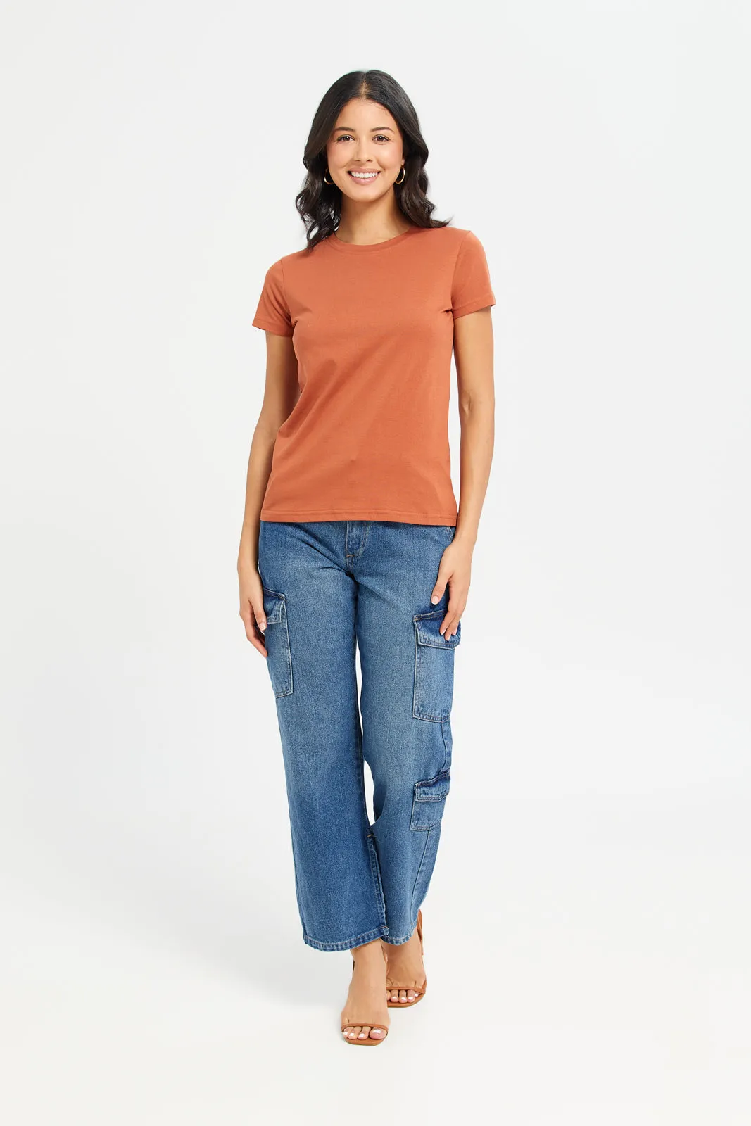 Women Rust Basic T-Shirt