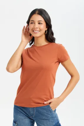 Women Rust Basic T-Shirt