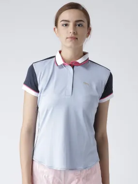 Women Solid Navy Blue Polo T-Shirt