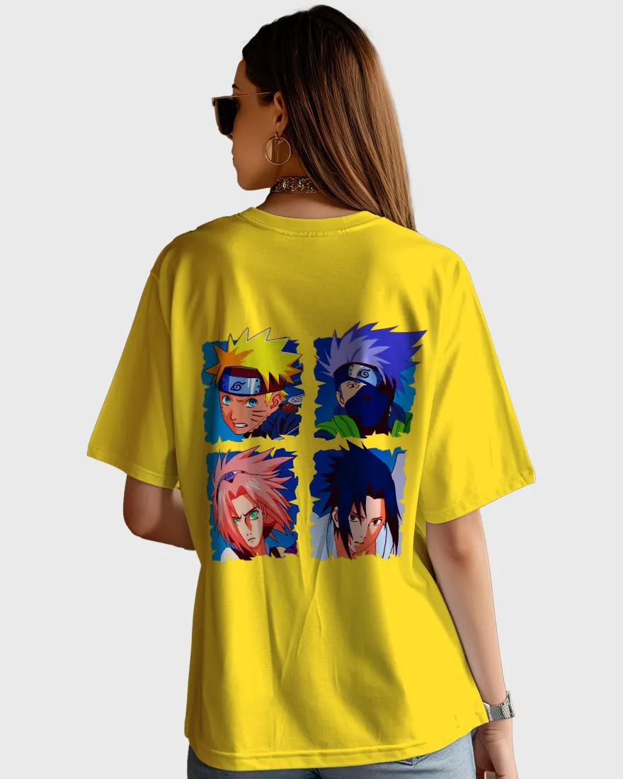 Womens Oversized TShirt Anime Naruto Team