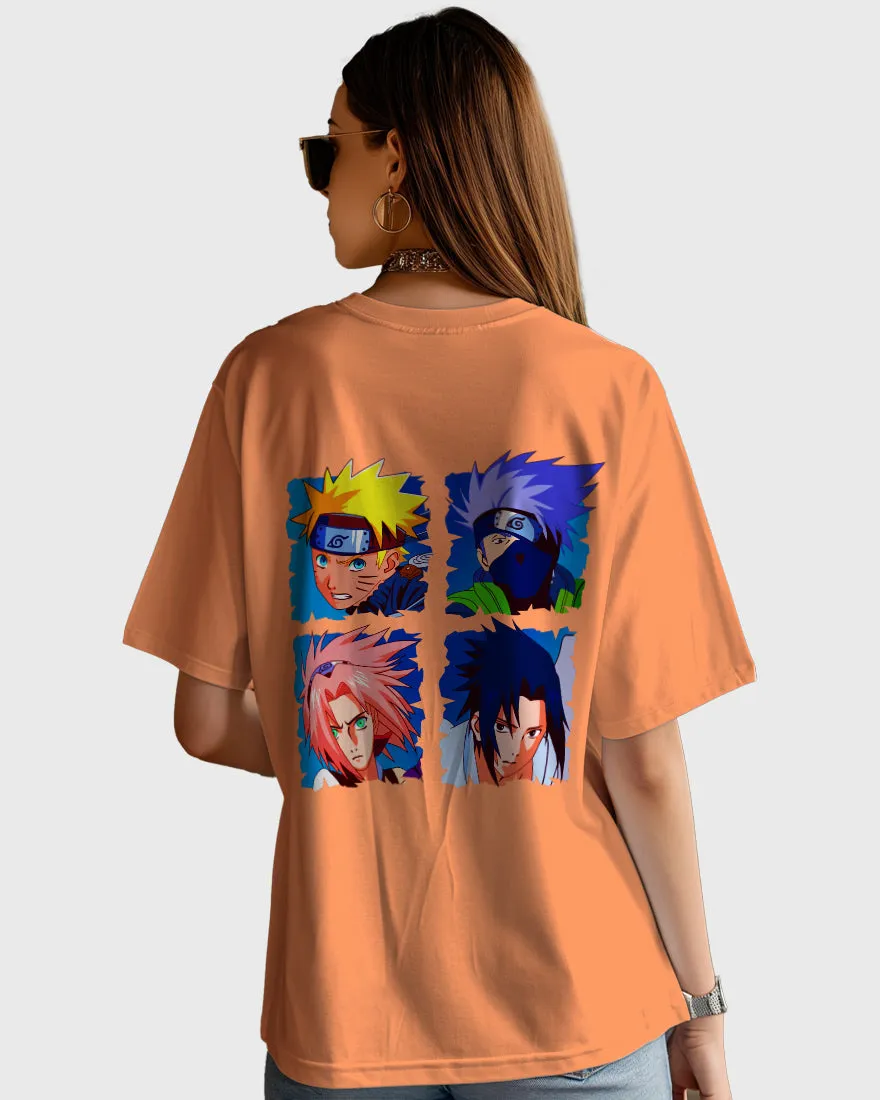 Womens Oversized TShirt Anime Naruto Team