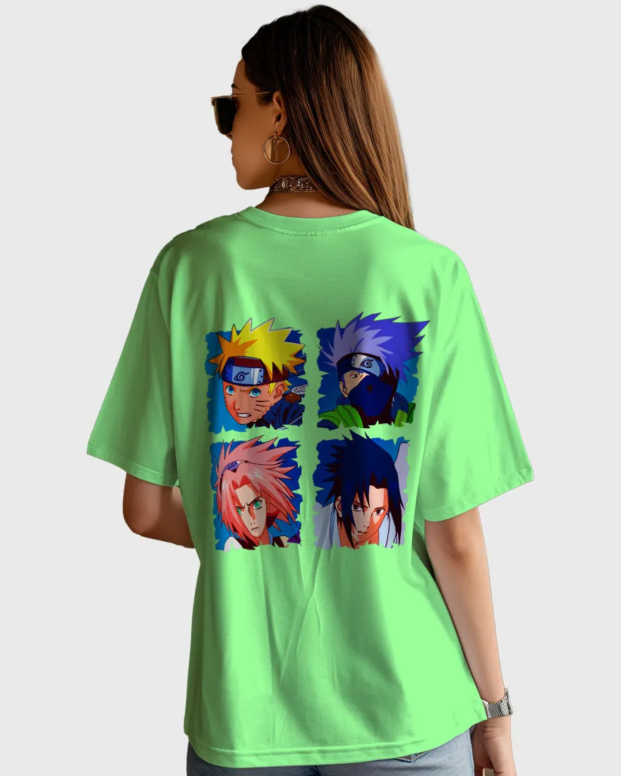 Womens Oversized TShirt Anime Naruto Team